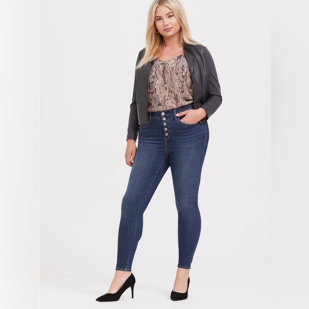 Torrid Sky High Skinny Jeans Button Fly Blue 16